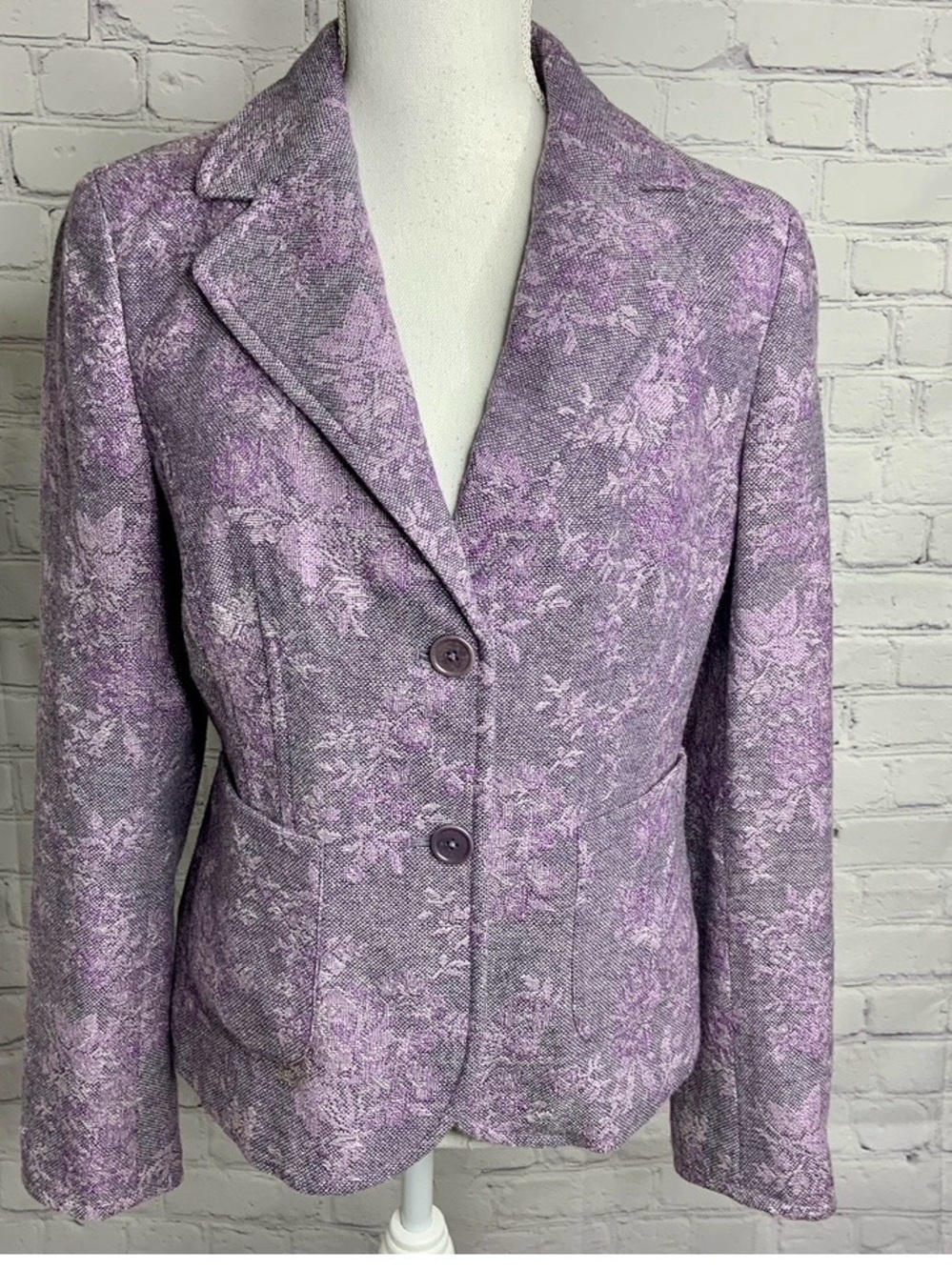 Ann Taylor Purple Floral Wool Blend Blazer 8